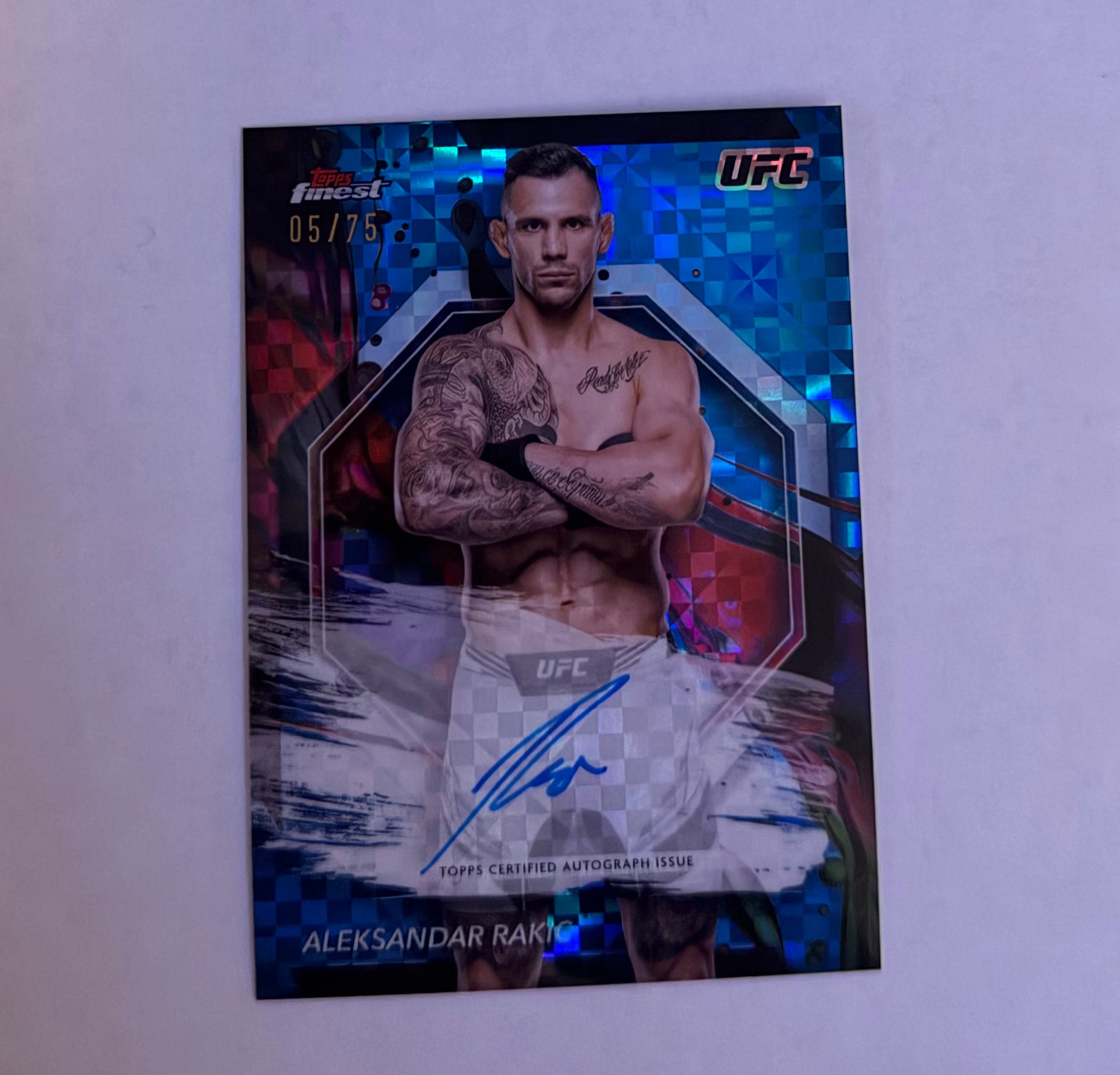 2024 Topps Finest Aleksandar Rakic /75 Autograph Blue Checkerboard FA-ARR