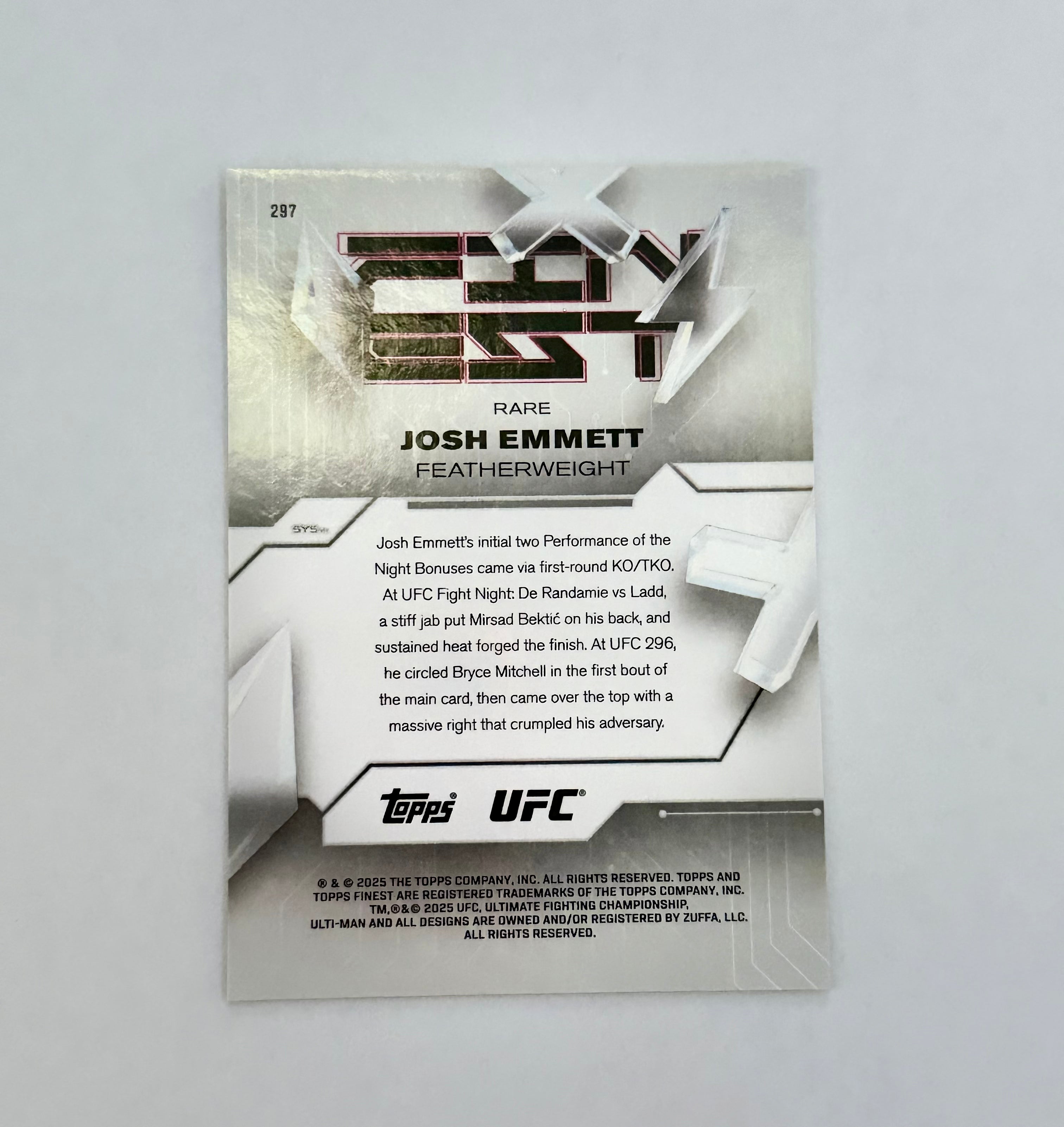 2025 Topps Finest UFC Josh Emmett /49 Checkerboard Refractor #297 Featherweight
