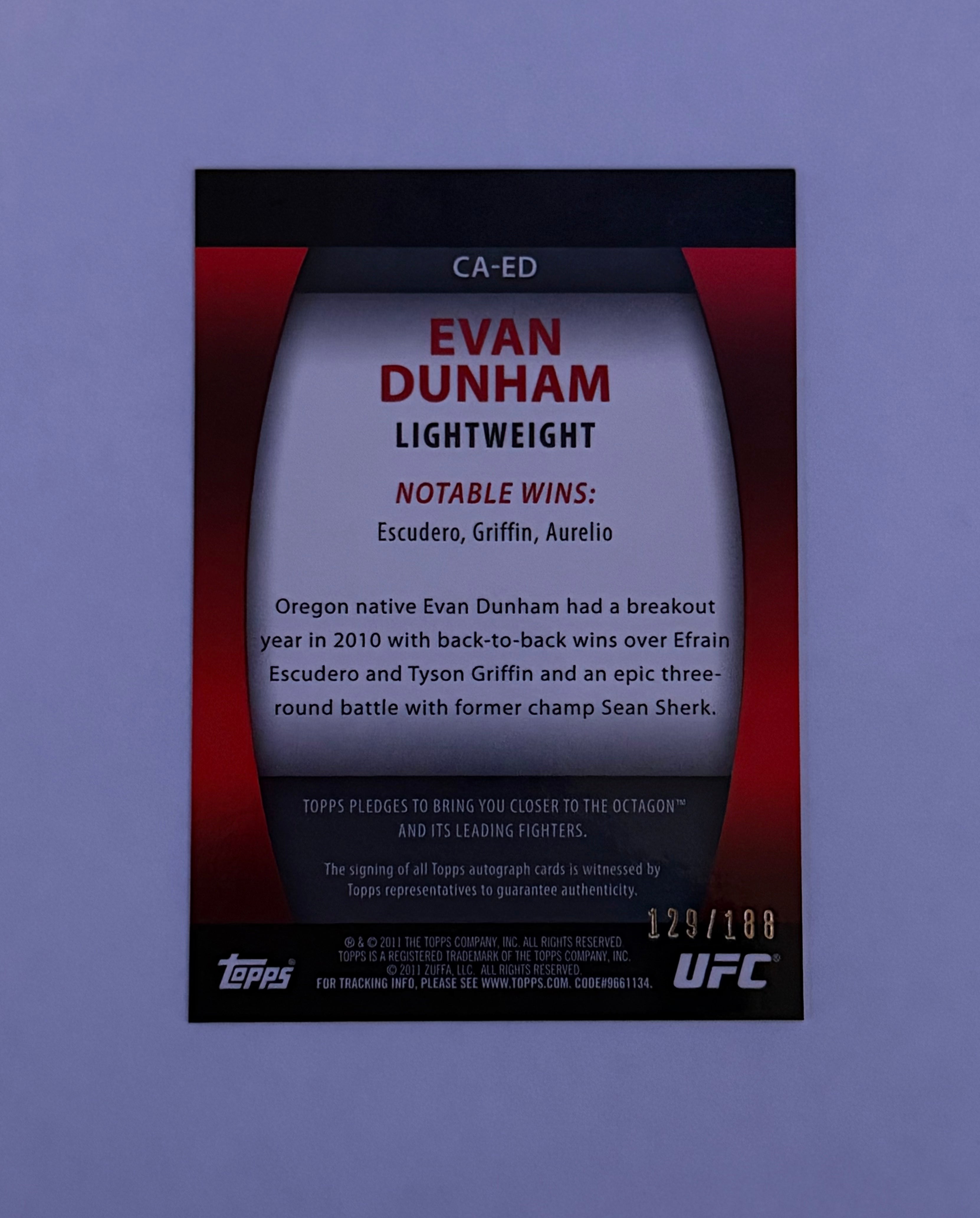 2011 Topps UFC Title Shot UFC Contenders Evan Dunham /188 Autograph #CA-ED