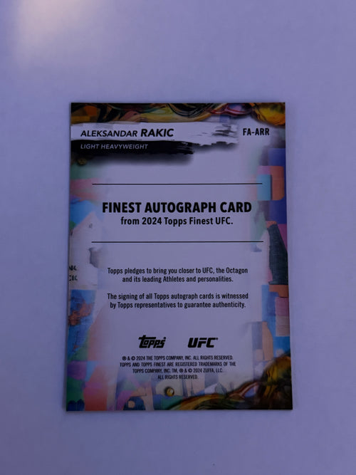 2024 Topps Finest Aleksandar Rakic /75 Autograph Blue Checkerboard FA-ARR